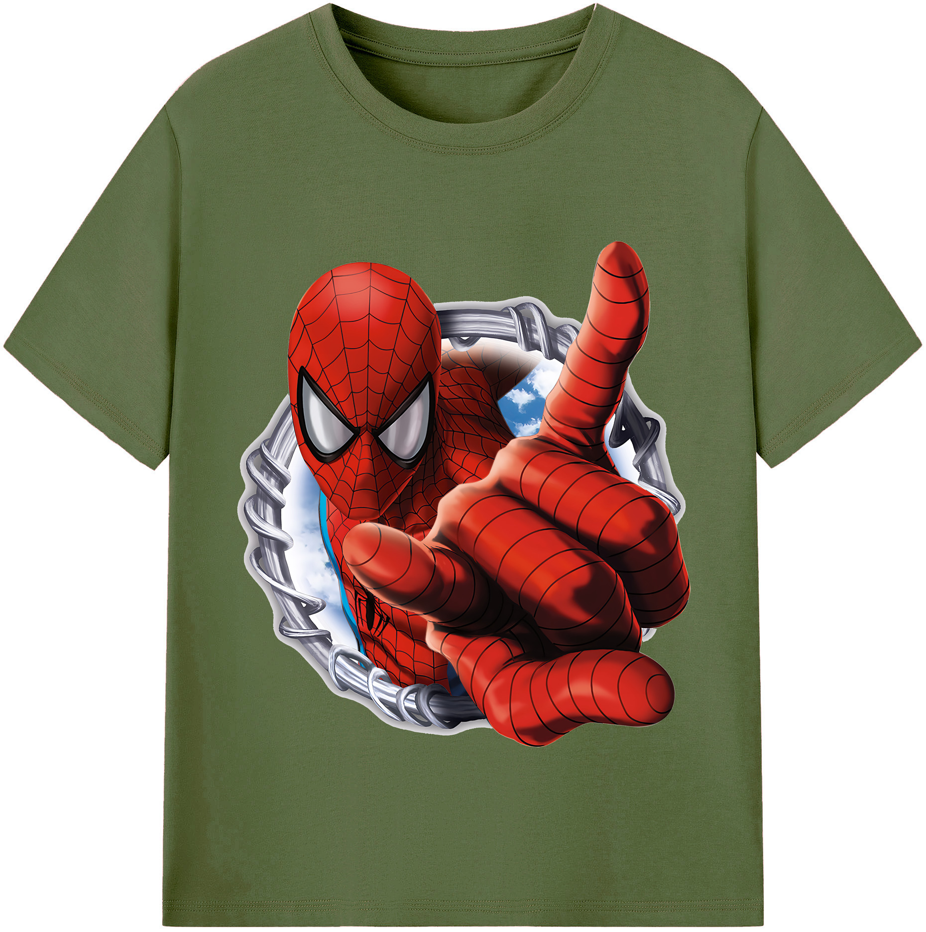 （画像用） Spider Man スパイダーマン 綿100％半袖Tシャツ（フロントプリント）